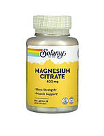 Магний цитрат для взрослых, Magnesium citrate 400 mg, цитрат магния для веганов, Solaray 90 капсул