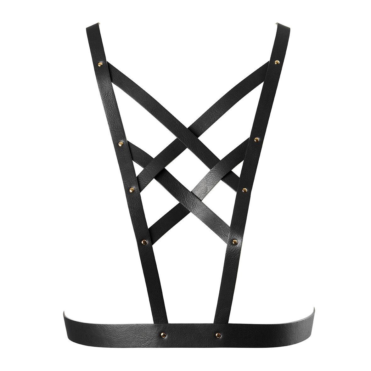 Портупея для тіла чорна Bijoux Indiscrets MAZE Cross Cleavage Harness Talla, фото 1