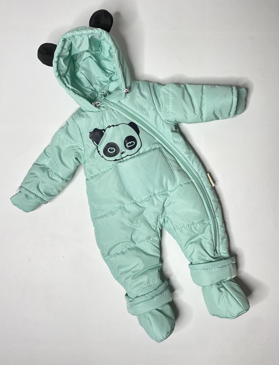 Дитячий демісезонний комбінезон Панда 68 74 розмір - осінній  весняний комбінезон для діток від народження