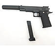 Страйкбольный пістолет Galaxy G6A (Colt M1911 Hi-Capa) глушник, лазер (метал), фото 6