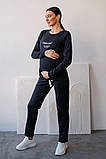 М'який спортивний костюм для вагітних і годуючих графітовий з секретом годування трикотаж, 5205114-78-1-Г, фото 4