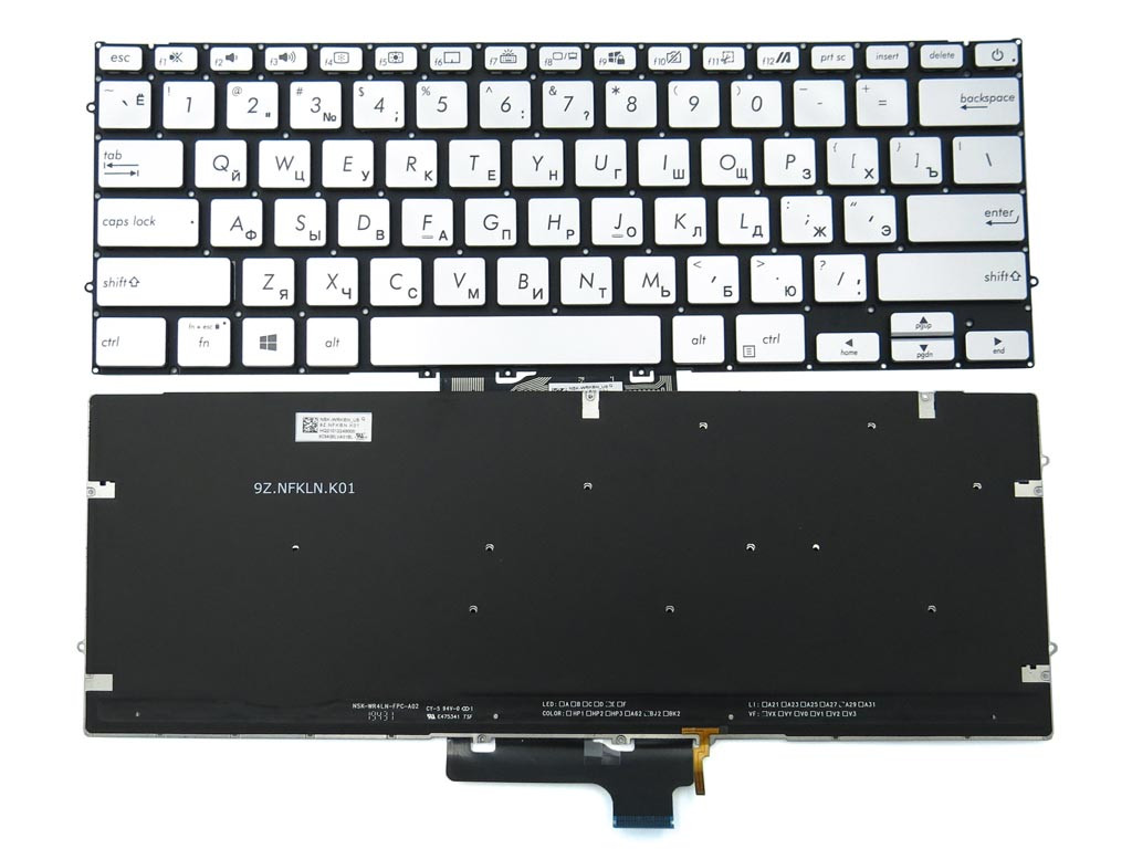 Клавіатура для ноутбука Asus ZenBook UX431 UX431F UX431FA UX431U X431 V431 K431 S431 X431FAC (UA Silver з