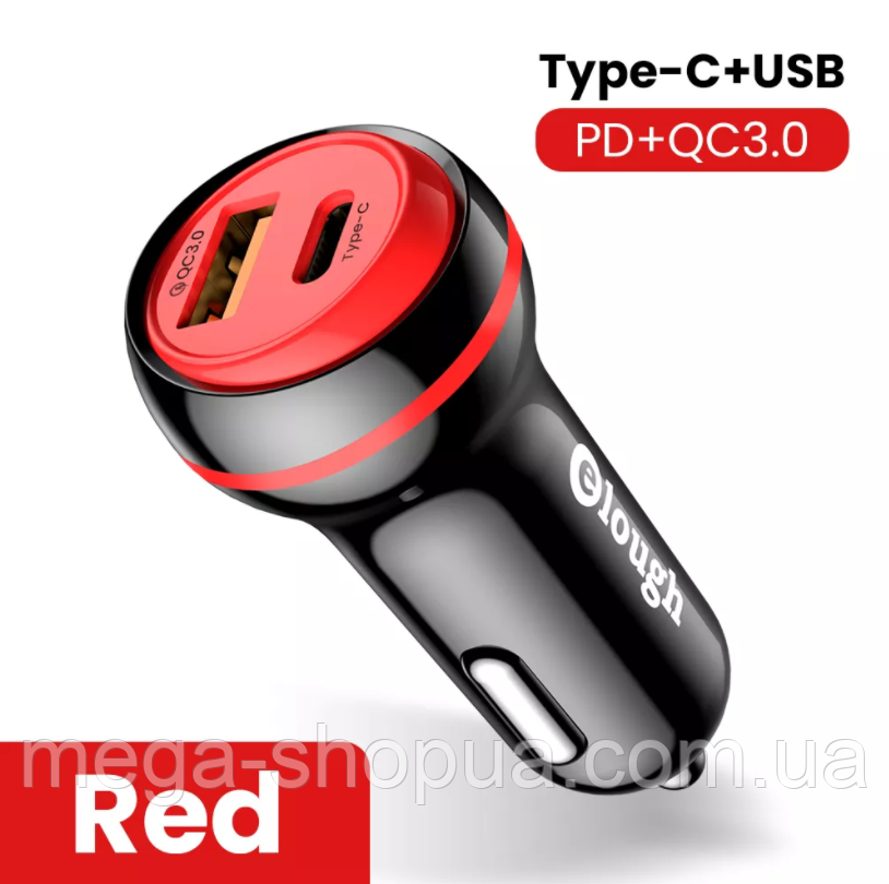 Автомобільний зарядний пристрій PD USB-C - QC USB 2 порти. Зарядка в машину від прикурювача для телефону С5