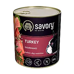 Вологий корм для дорослих собак Savory 800 г (індичка)