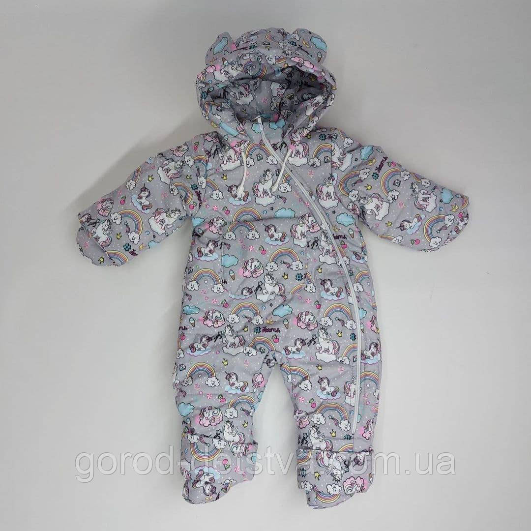 Дитячий демісезонні комбінезон "Панда" 74 розмір для діток від 6 до 12 міс, фото 1