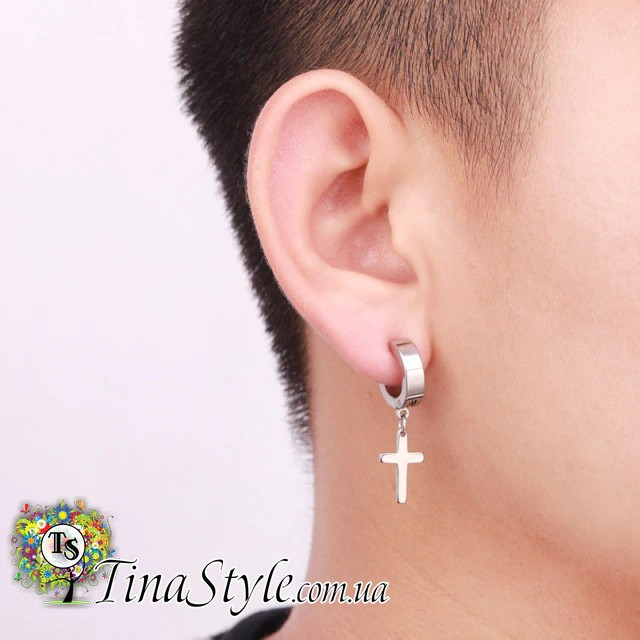 Стильна чоловіча сережка колір як на фото - Сережка з нержавіючої сталі 1 шт, фото 1