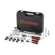 Набір інструментів 1/2 "& 1/4", 73 од., Cr-V INTERTOOL ET-8073, фото 4