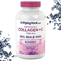 Колаген + З Piping Rock Collagen 6000 мг на порцію (Тип I і III) + Вітамін C 300 таблеток (каплетс)