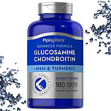 Хондропротектор Piping Rock Glucosamine Chondroitin + MSM & Turmeric Double Strength 180 таблеток (каплетс)