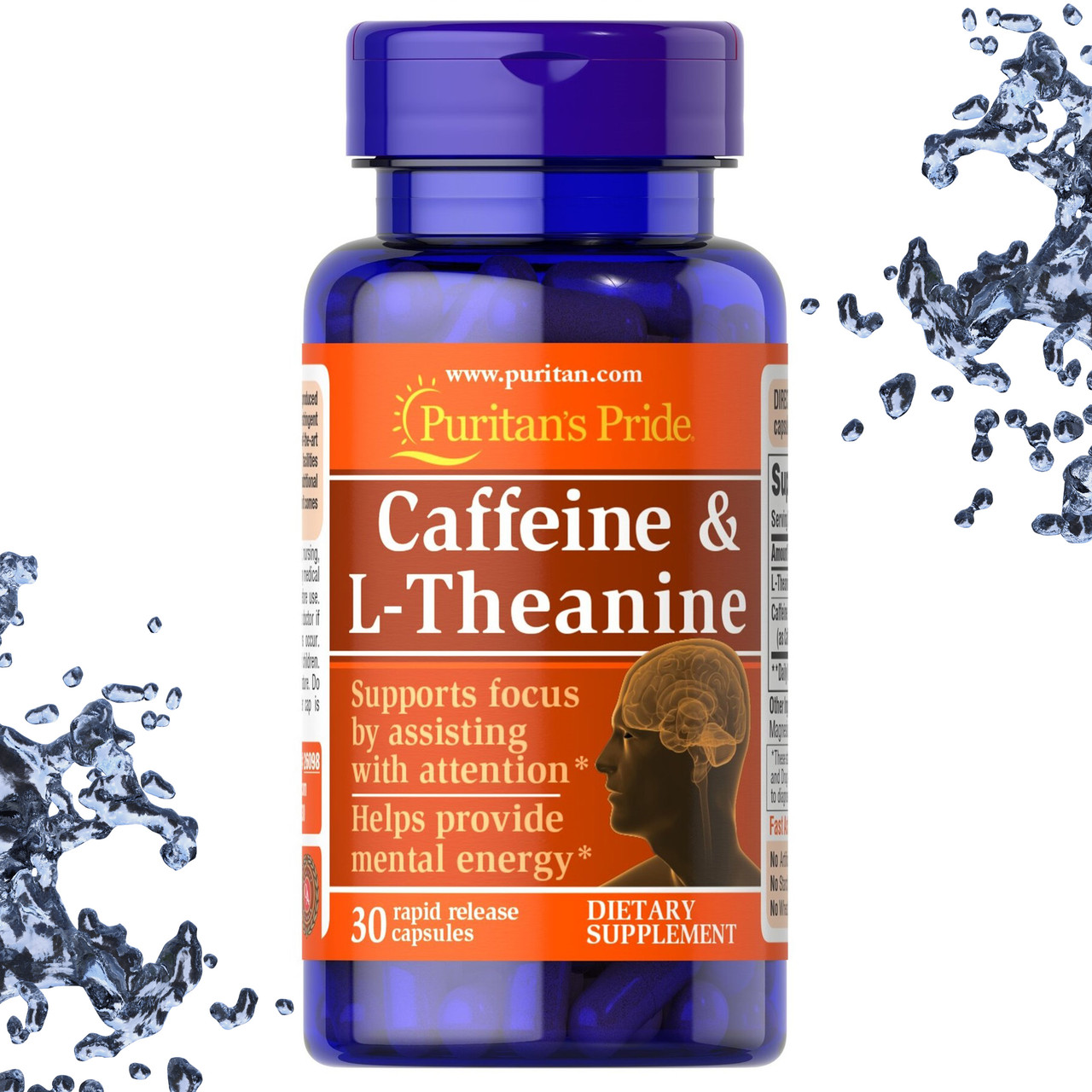 Кофеїн з Л-Теаніном Puritan's Pride Caffeine & L Theanin 100 мг 30 капсул