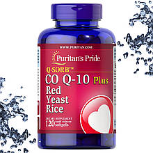 Антиоксидант Puritan's Pride CO Q-10 plus Red Yeast Rise (з Червоним рисом) 120 гельових капсул