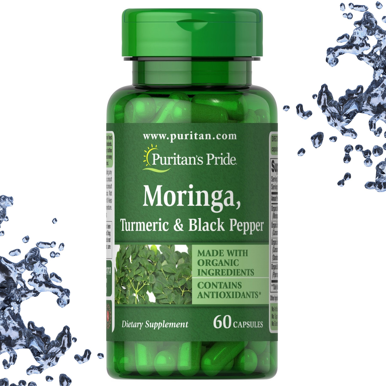 Puritan's Pride Moringa, Turmeric & Black Pepper (Моринга, Куркума, Чорний перець) 60 капсул, фото 1