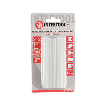 Комплект стрижнів клейових флуоресцентних 7,4 мм*100мм, 12 шт. INTERTOOL RT-1039
