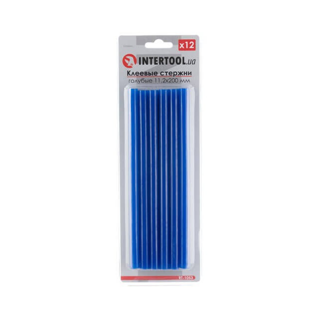 Комплект блакитних клейових стрижнів 11.2*200 мм, 12 од. INTERTOOL RT-1053, фото 1