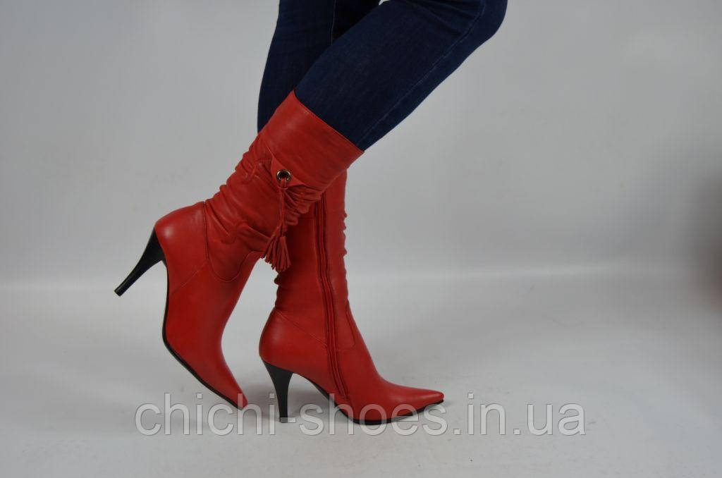 Ботильйони жіночі Блю Темп 71-123 червоні шкіра каблук, фото 1