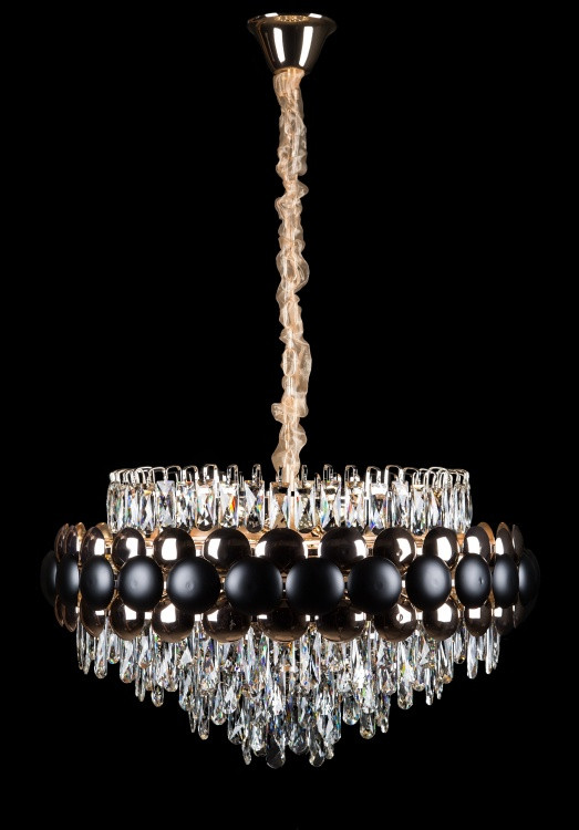 Шикарна кришталева люстра L5902/D800/21 (BK+GD), фото 1