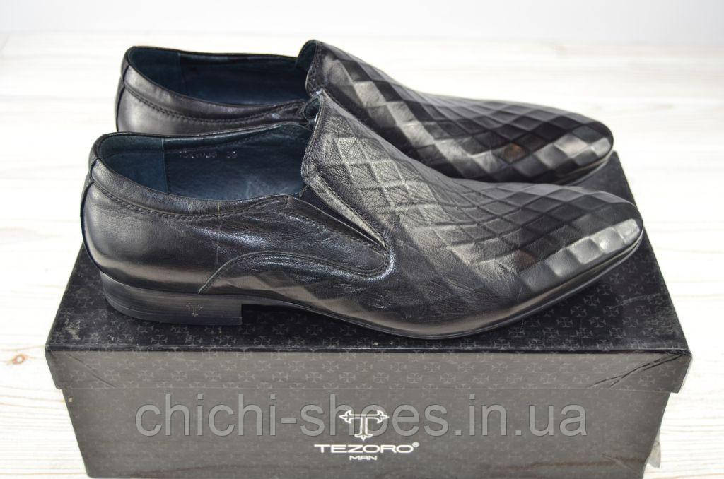 Туфлі чоловічі Tezoro 13035 чорні шкіра на гумках, фото 1