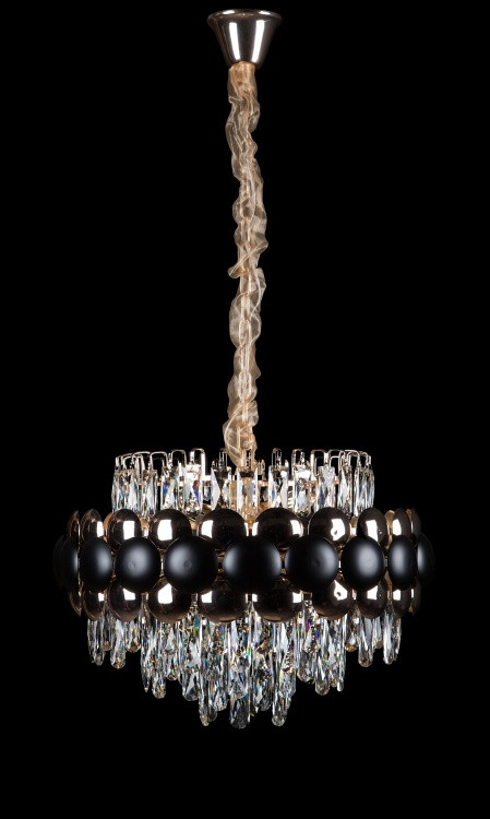 Кришталева люстра L5902/D600/12 (BK+GD), фото 1