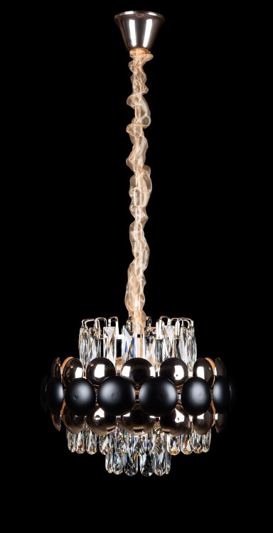 Кришталева люстра для спальні L5902/D500/10 (BK+GD), фото 1
