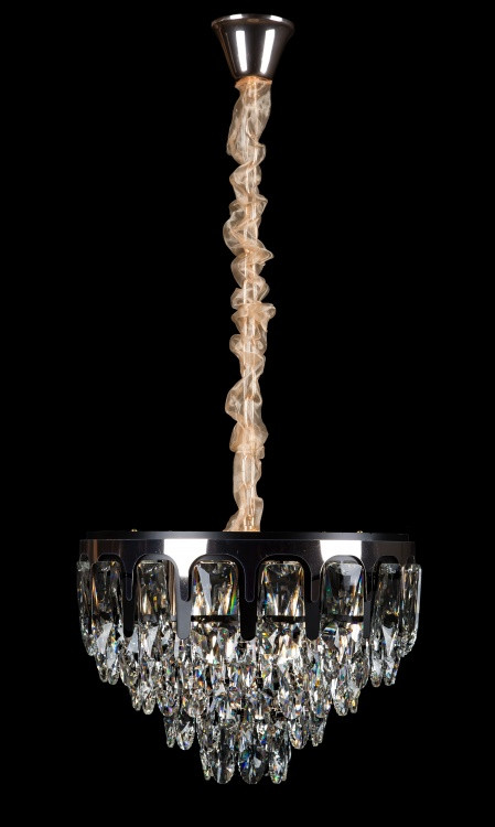 Кришталева сучасна люстра L5889/D480/12 (BK+GD), фото 1