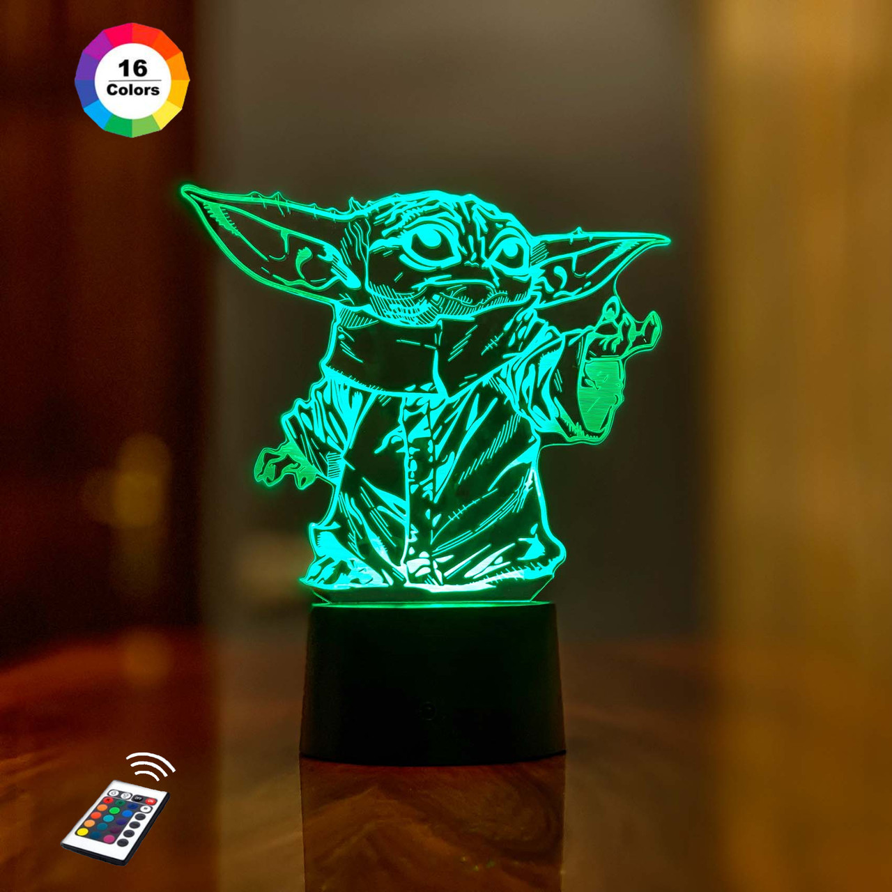 3D нічник "Малюк йоду 2" (ВОЛІЧНЕ ЗОБРАЖЕННЯ)+ пульт ДК + мережевий адаптер + батарейки (3ААА)  3DTOYSLAMP, фото 1
