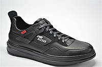 Мужские спортивные туфли кожаные кеды черные Anri Alexus 22654
