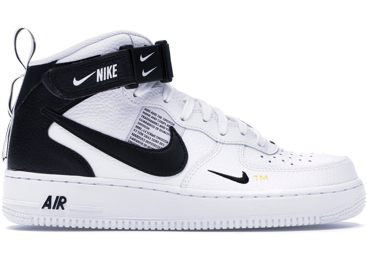 Nike air force 1 black and white mid deals