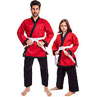 Кимоно для айкикендо каратэ красно-черное AYKIKENDO KARATE AKS, 110 gsport