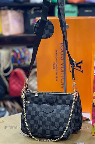 Жіноча сумка Louis Vuitton, 3 в 1, тканинної ремінь, 24*16 см/19*12 см, 931101, фото 2
