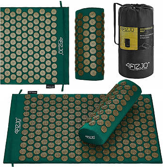 Килимок акупунктурний з валиком 4FIZJO Аплікатор Кузнєцова 72 x 42 см 4FJ0286 Navy Green/Gold .