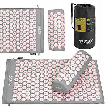 Килимок акупунктурний з валиком 4FIZJO Аплікатор Кузнєцова 72 x 42 см 4FJ0287 Grey/Pink .