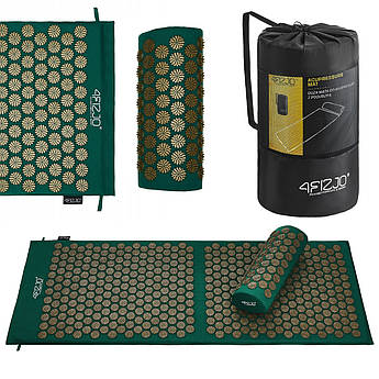 Килимок акупунктурний з валиком 4FIZJO Аплікатор Кузнєцова 128 x 48 см 4FJ0289 Navy Green/Gold .