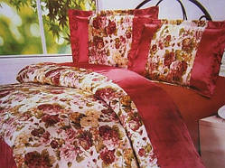 Червона атласна постільна білизна з квітковим принтом