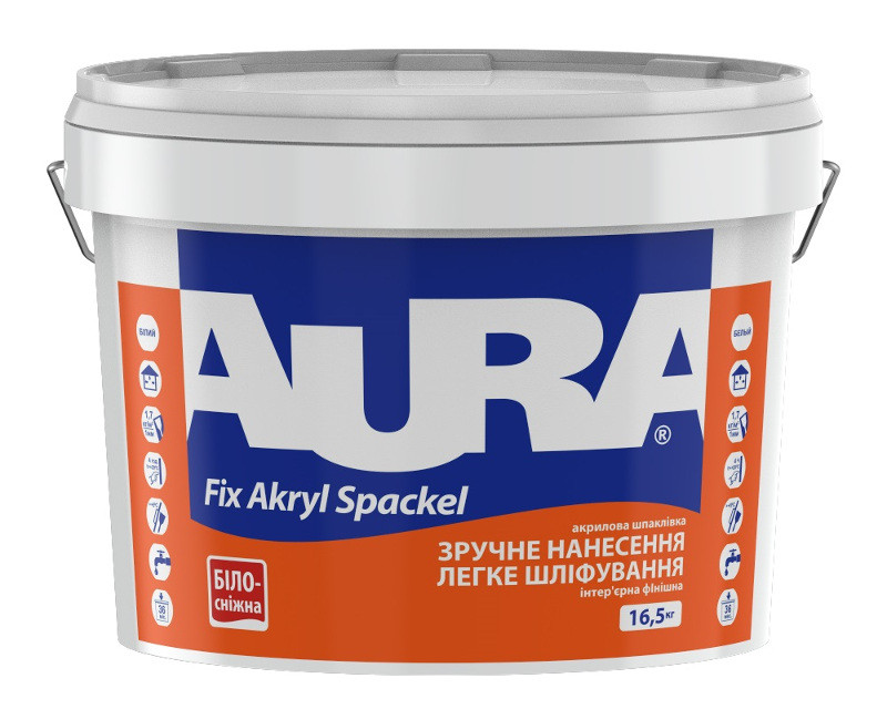 Шпатлевка акриловая AURA FIX AKRYL SPACKEL финишная 16,5кг - фото 2 - id-p1582410547