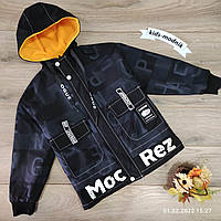 Двухсторонняя подростковая демисезонная куртка для мальчиков -MocRez- черная с желтым 11-14 лет
