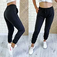 Спортивні жіночі штани з двоніті 42 44 46 48, Чорний