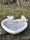 Садова фігура біле Серце з пташками для декору саду виготовлена з цементу, ручної роботи, фото 6