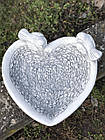 Садова фігура біле Серце з пташками для декору саду виготовлена з цементу, ручної роботи, фото 7