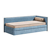 Дитячі та підліткові ліжка з матрацом MeBelle SLEEPY 90х190 з висувним ящиком для речей, блакитний велюр