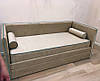 Ліжко дитяче з матрацом диван MeBelle SLEEPY 90х190 з висувною скринькою для речей, бежевий велюр, фото 6