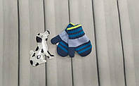 Теплі двонитка рукавички дитячі с 6 міс серые с салатовой пол.
