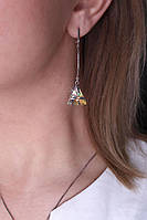 Срібні сережки з Swarovski "Трикутник", фото 3