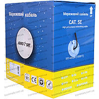 Кабель компьютерный витая пара EUROSAT FTP(PE) Cat.5e 4 пары(0,51мм медь), наружный, диам.-5,0мм, чёрный, 305м