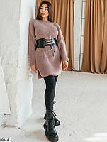 В'язане плаття-туніка зі шкіряним корсетом у комплекті з 42 по 46 розмір, фото 6