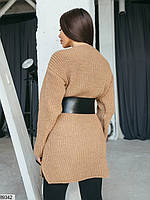 В'язане плаття-туніка зі шкіряним корсетом у комплекті з 42 по 46 розмір, фото 8