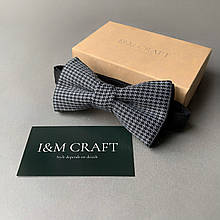 Краватка-метелик I&M Craft гусяча лапка чорно-сіра (0102004038)