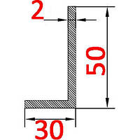 Алюминиевый уголок разносторонний 50х30х2 без покрытия