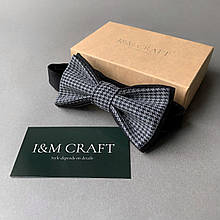Краватка-метелик I&M Craft гусяча лапка чорно-сіра (0102004039)