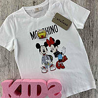 Фирменная футболка детская белого цвета с Микки Маусами 122-128