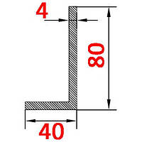 Алюминиевый уголок разносторонний 80х40х4 без покрытия